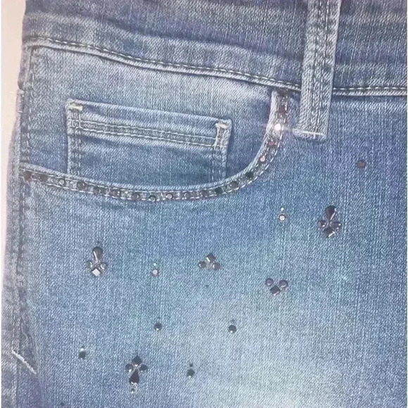 NYDJ Kimora Ankle Skinny Jeans Crystal Embellished Blue Denim - Picture 6 of 14